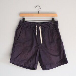 J. Crew Mens Blue S Cotton Dock Pull‎ On Flat Front Elastic Comfy Outdoor Shorts